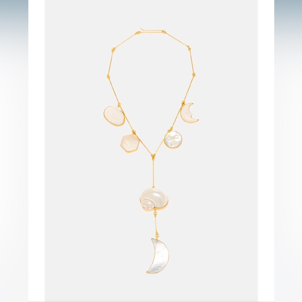 Gold and White Celestial Charm Necklace